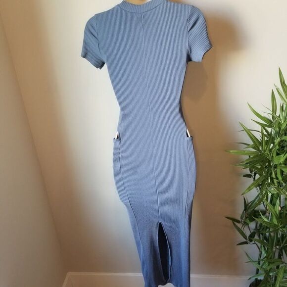 Tobi Blue Ribbed midi dress/Small - Picture 7 of 8